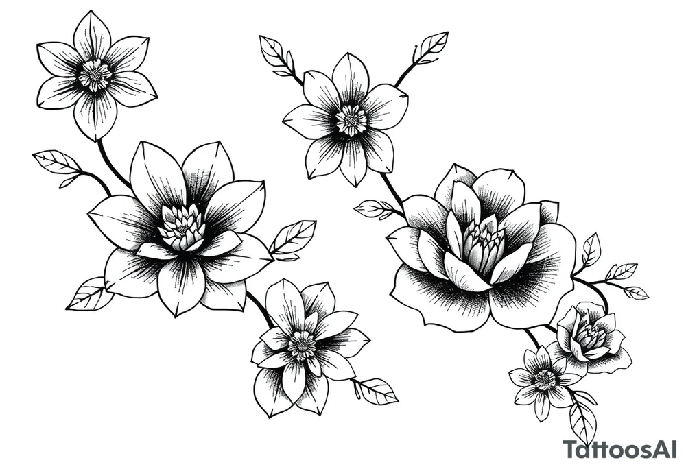 ornaments of flowers tattoo idea