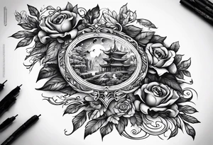 vine wrapping around arm in sleeve style with mystical creatures in between tattoo idea