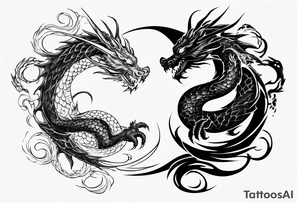 two dragons swirling to make a yin yang tattoo idea