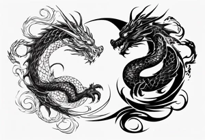 two dragons swirling to make a yin yang tattoo idea