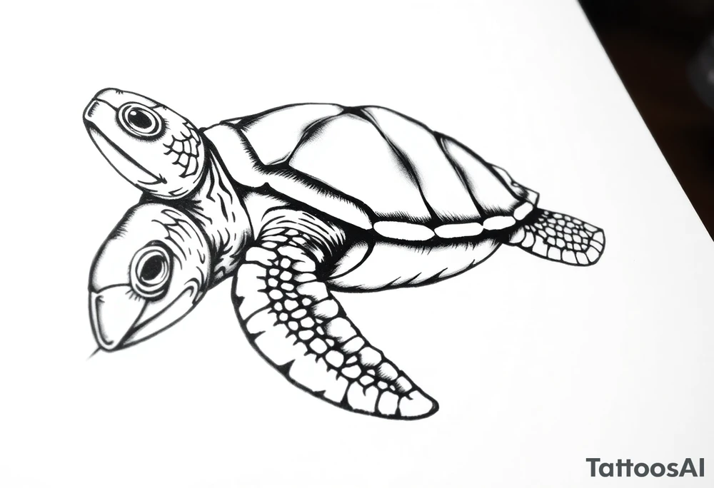 Turtle with a trident tattoo idea