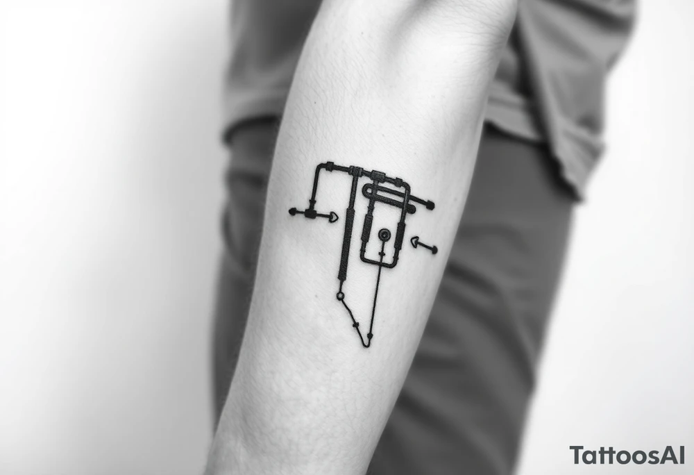 long System of pipes that transitions and transforms into veins of forearm tattoo idea