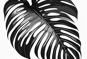 Abstract but realistic monstera leaf tattoo to go on the right leg on the outside of the leg next to the shin with a stem going down behind the ankle. Make it not so dark with lighter shading tattoo idea