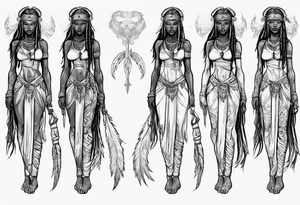 African female valkyre Viking warrior full body angelic
slim long face long braided hair descending from heaven tattoo idea