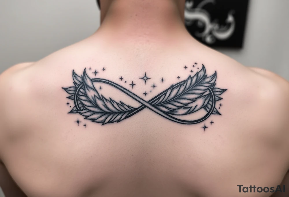 infinity symbol woven with floating feathers and stardust tattoo idea infinity symbol woven with floating feathers and stardust tattoo idea