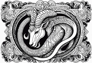aries with snake on fire tattoo idea