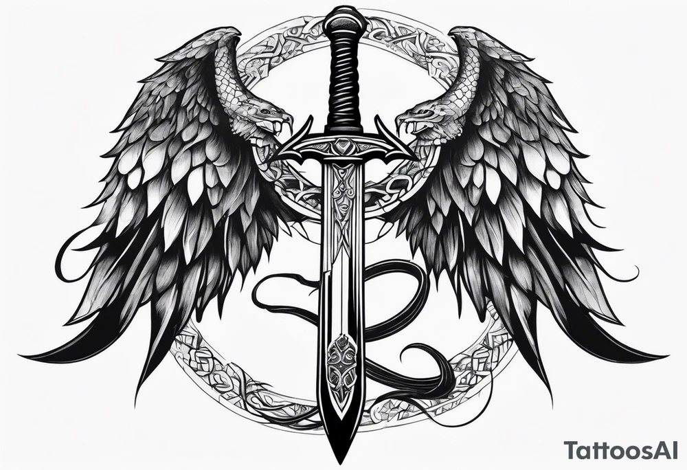 Snake wrapped around a sword with wings on the side tattoo idea Snake wrapped around a sword with wings on the side tattoo idea