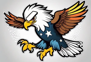 Cartoon eagle with an American football tattoo idea