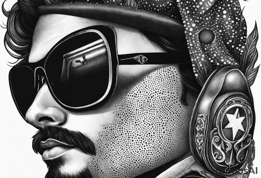 capricorn with sunglasses and gun tattoo idea