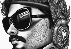 capricorn with sunglasses and gun tattoo idea