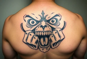 powerful faces with huge eyes and mouth with hands fighting to get out tattoo idea