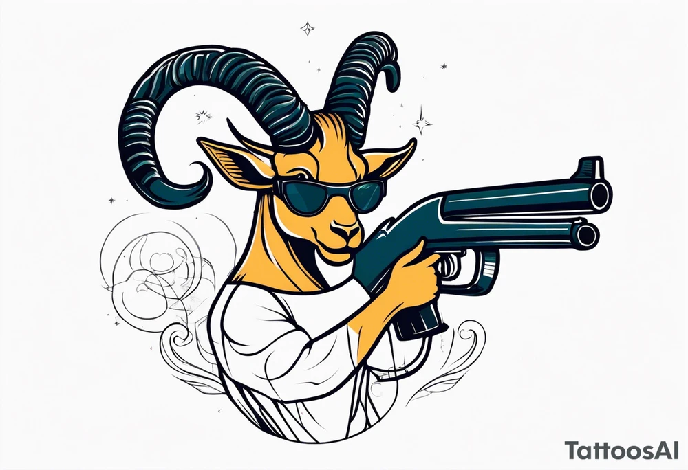 capricorn with sunglasses and shotgun tattoo idea