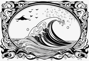 water drop falling into ocean tattoo idea