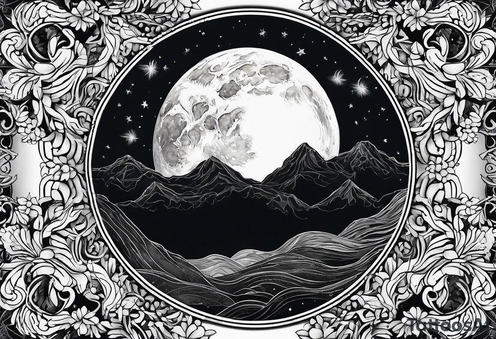 Full moon in sky tattoo idea
