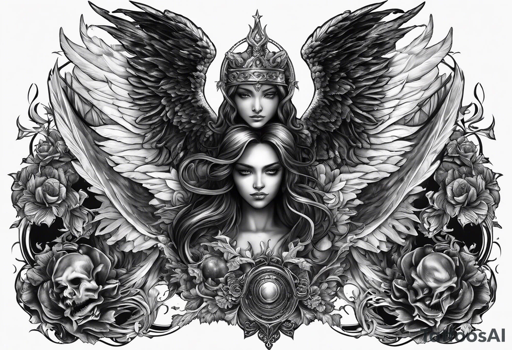 Angel vs Demon for all mankind tattoo idea