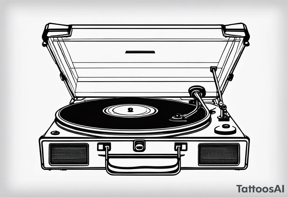 A recordplayer fineline minimalistic outline tattoo idea
