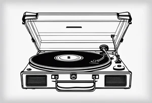A recordplayer fineline minimalistic outline tattoo idea