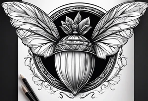 acorn with fairy wings tattoo idea