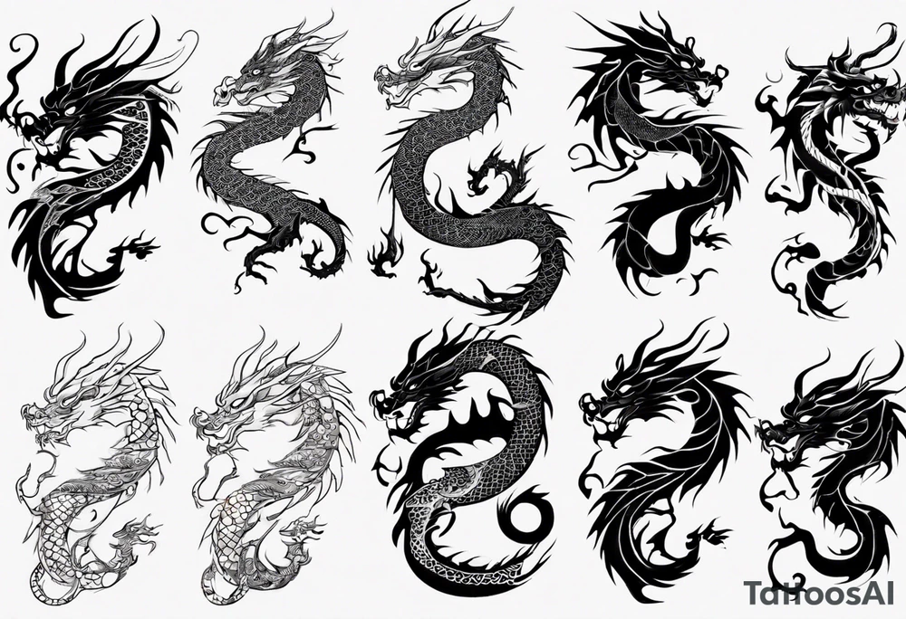 long chinese dragon with scales tattoo idea