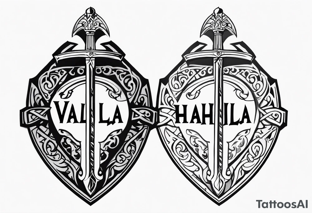 Valhalla sword shield tattoo idea