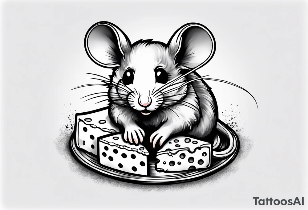 portrait of a mouse and cheese tattoo idea