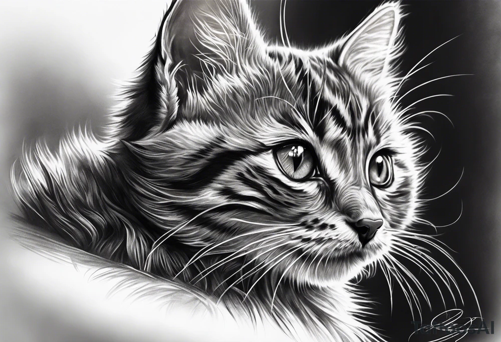Short hair Kitten tattoo idea