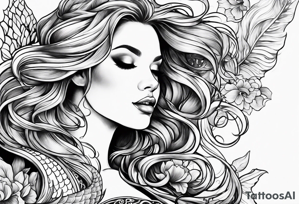 A beautiful and singing mermaid tattoo idea