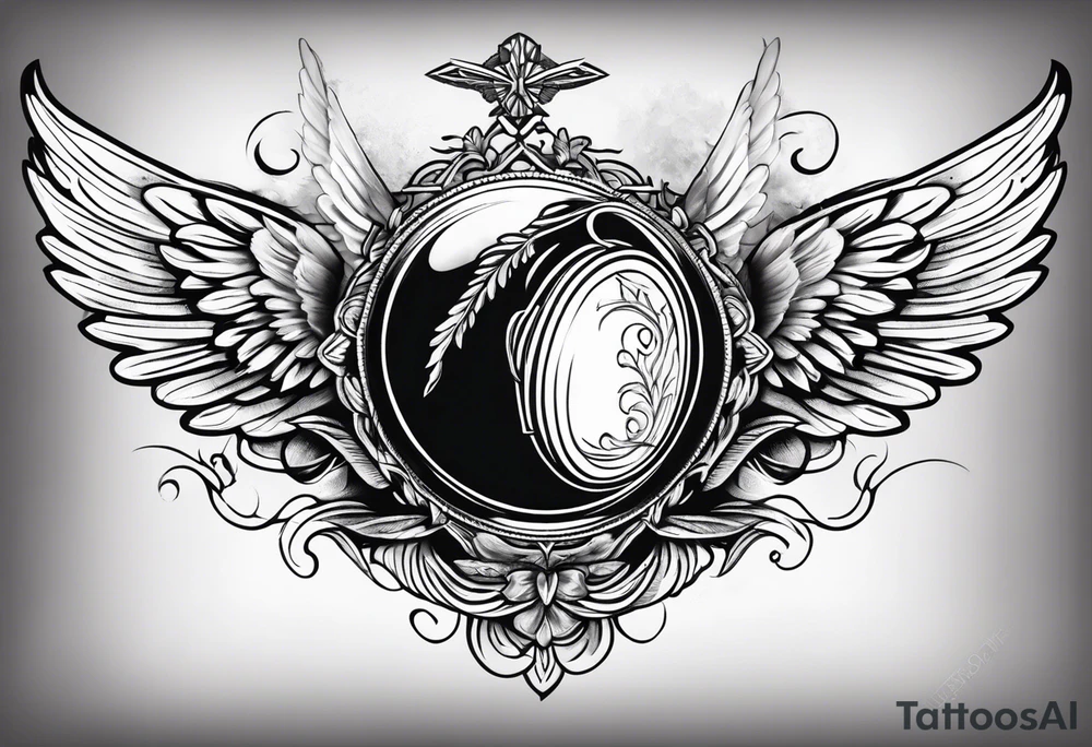 acorn with angel wings and halo tattoo idea