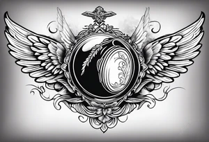 acorn with angel wings and halo tattoo idea
