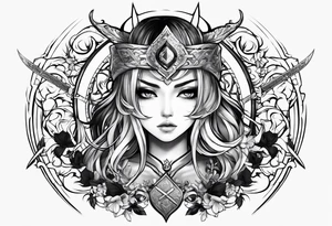 FIERCE ANIME TATTOO WITH SWORD tattoo idea