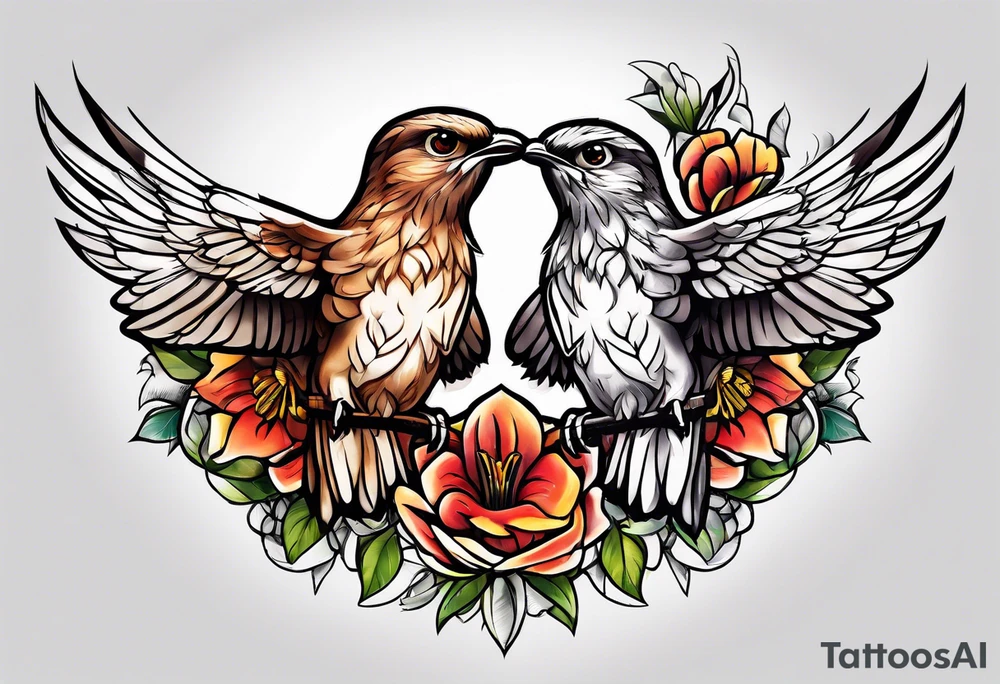 hawk and hummingbird tattoo idea