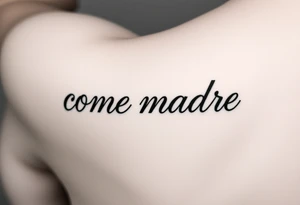 i want the phrase “ come madre ” in script cursive  writing on a female on the inside of her left arm where the elbow crease is tattoo idea