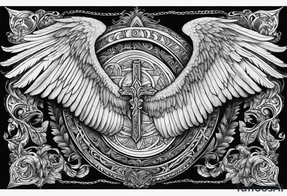 Angel Wings with the word Glenn in the middle tattoo idea
