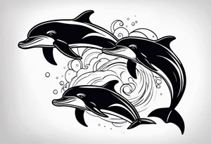 dolphins in the ocean tattoo idea