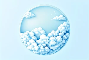 A pale blue circle with soft cloud textures inside, representing calm and open skies. tattoo idea