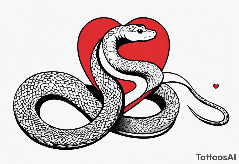 a snake who has swallowed a heart tattoo idea
