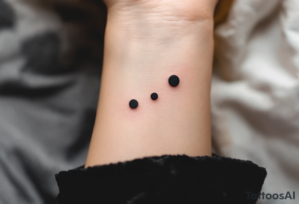 Three charcoal black dots tattoo idea