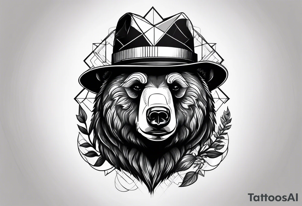 bear with hat smoking a cigarette tattoo idea