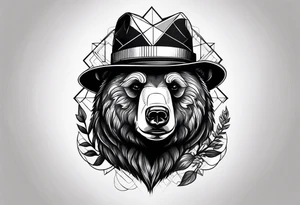 bear with hat smoking a cigarette tattoo idea
