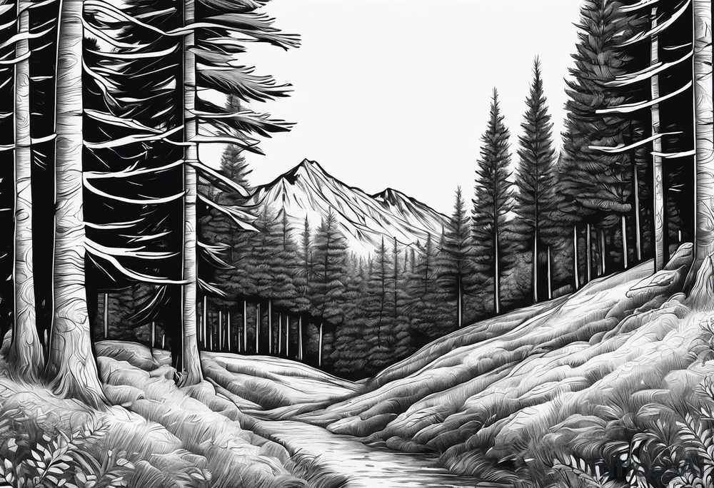 Pine Forest No Mountains tattoo idea