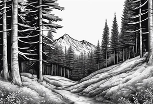 Pine Forest No Mountains tattoo idea