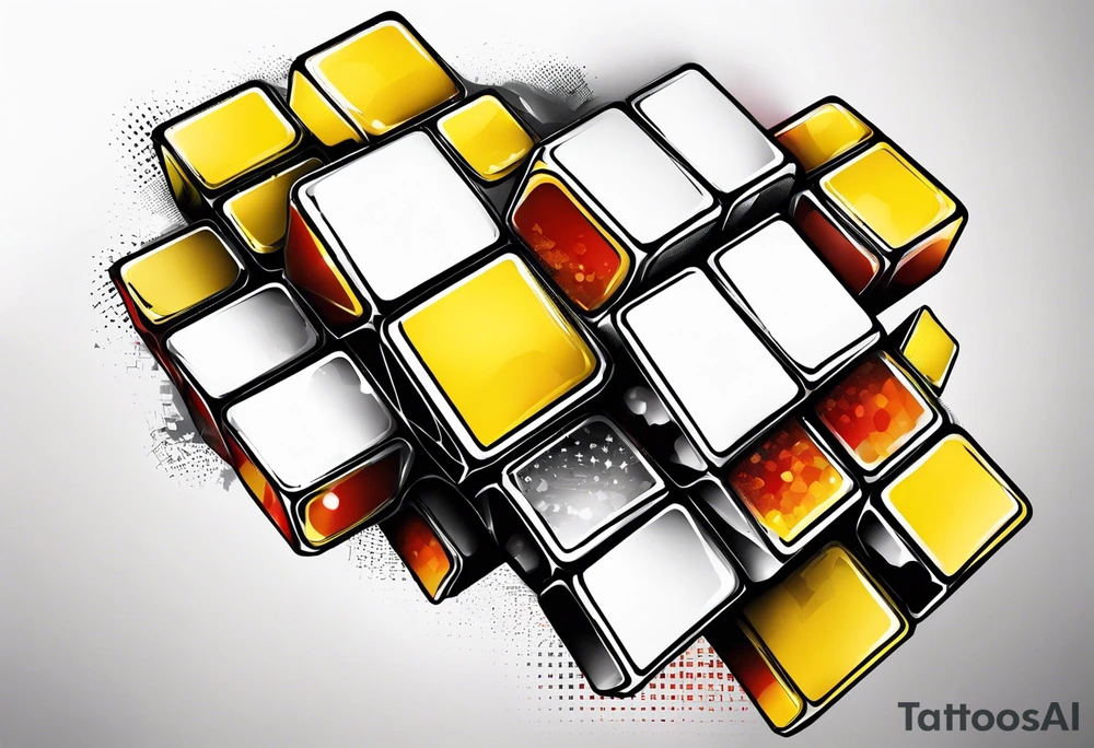 Rubiks with yellow in the shape of C tattoo idea