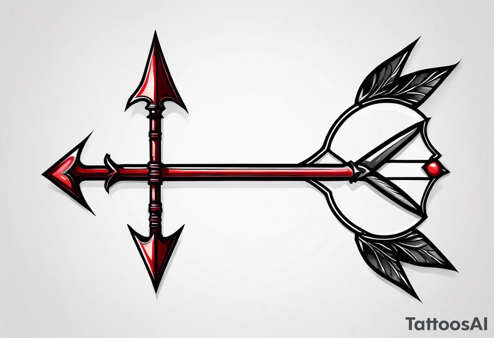 an arrow with only one drip of blood on the tip of it simple line art tattoo idea