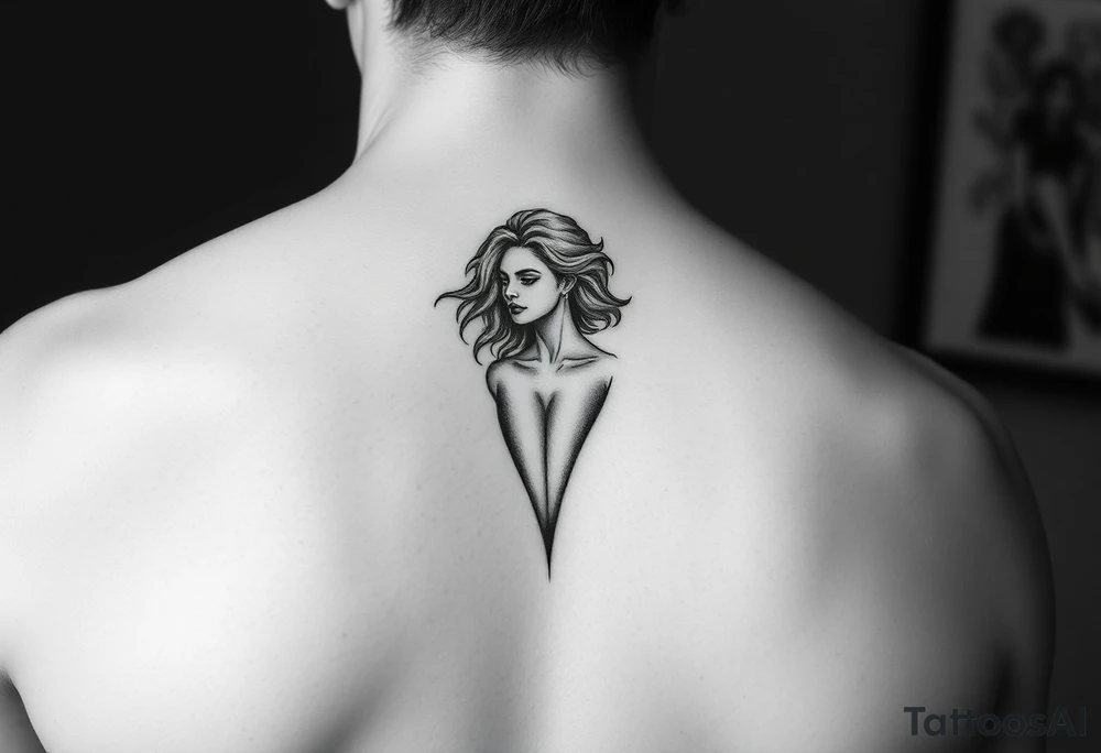 Topless woman tattoo idea