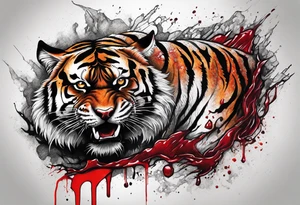 Tiger covered in blood tattoo idea