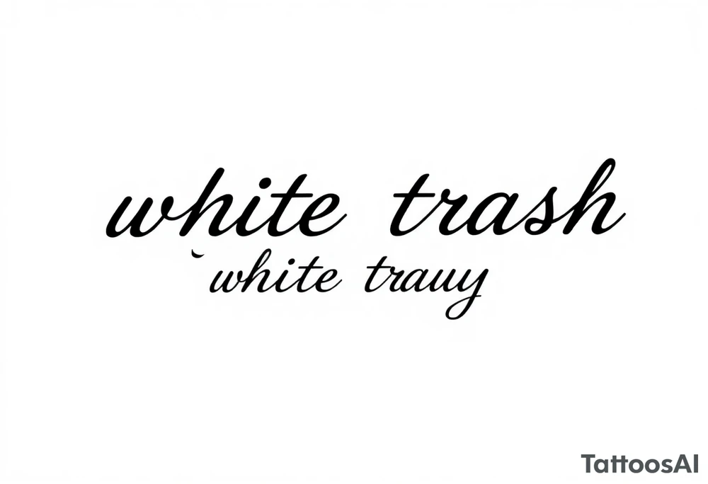 High class white trash fancy cursive tattoo idea