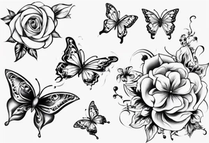 Flower and butterflies which will wrap around ankle horizontally which is larger in the centre tattoo idea