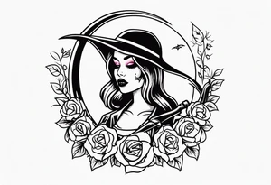 cute girly death with scythe and nightshade tattoo idea