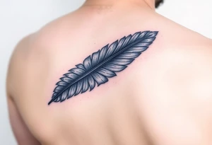 Feather with blues and purple tattoo idea