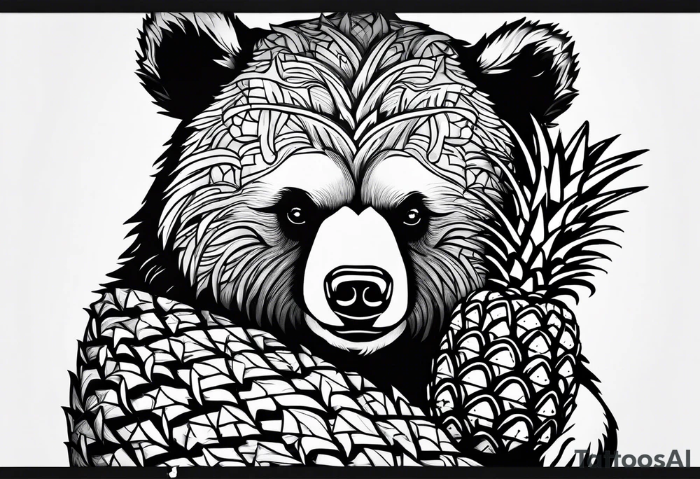 Bear hugging pineapple tattoo idea